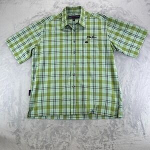 Phat Farm Shirt Men's L/G  Green Plaid Pattern Logo  Button Up Made In Korea